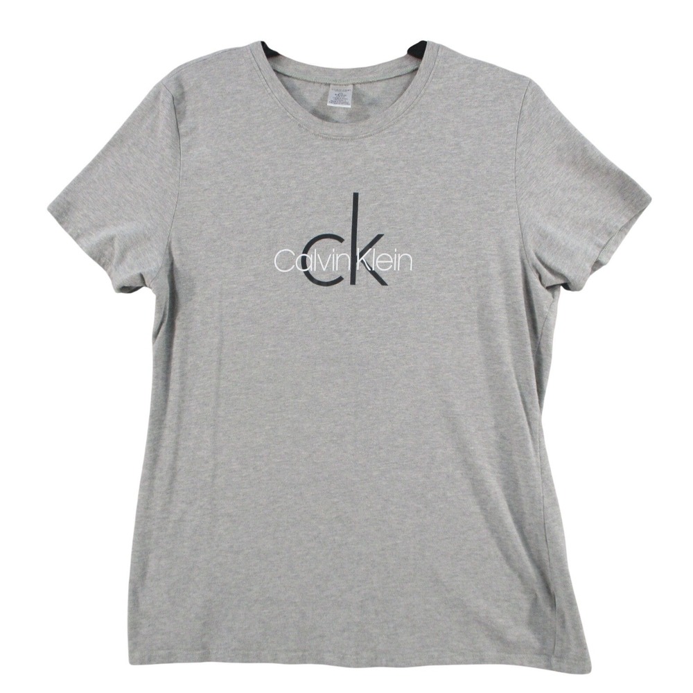 Calvin Klein Sleepwear Womens Large Gray Logo Short Sleeve T-Shirt Lounge top